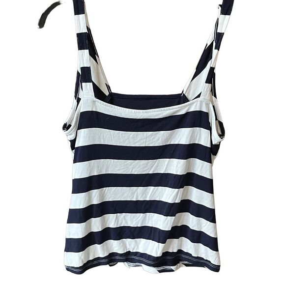 Womens New York & Co Surplice Cross-over Tank Top Blouse - Sz Med - Navy & Whit - Picture 2 of 10